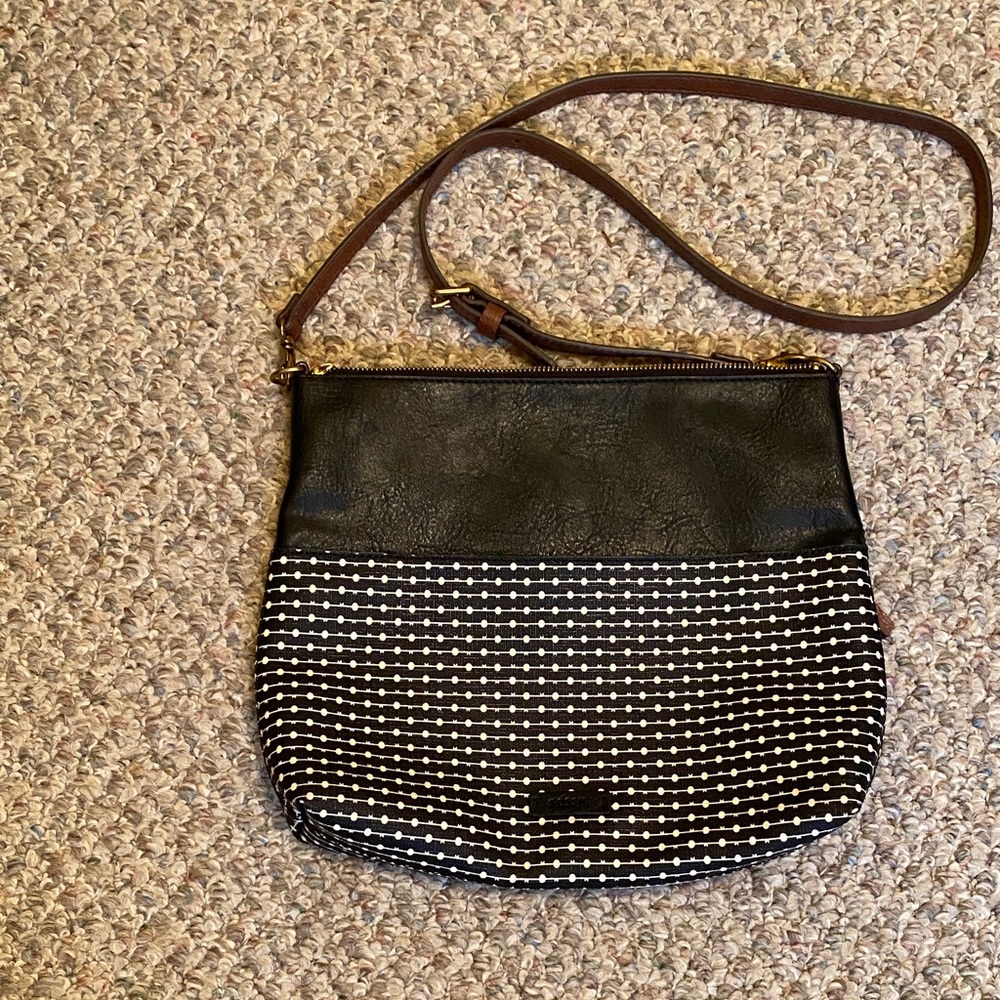 Fossil Fiona Black Printed Adjustable Crossbody Purse